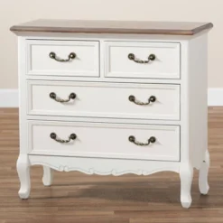 Amalie 4 Drawer Accent Dresser White/Oak - Baxton Studio -Furniture Store GUEST a962bf9c 8482 4e9b b71e 00c031959846