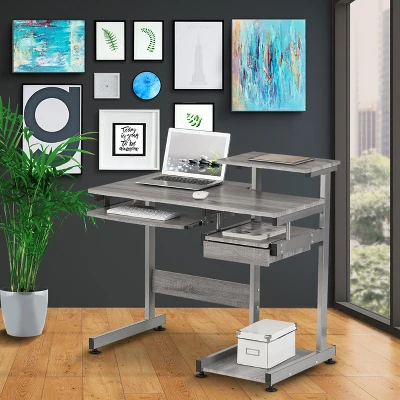Complete Computer Workstation Desk Gray - Techni Mobili 3 Complete Computer Workstation Desk Gray - Techni Mobili