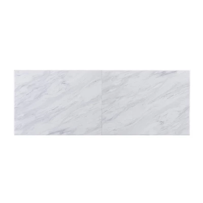 Elda Faux Stone Rolling Kitchen Island Black With White Faux Marble - Aiden Lane 6 Elda Faux Stone Rolling Kitchen Island Black With White Faux Marble - Aiden Lane - Image 4