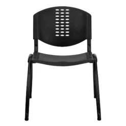 Emma And Oliver Black Plastic Office Side Stack Chair With Oval Cutout Back -Furniture Store GUEST abdff176 7afb 44f1 b550 01fab094f64a