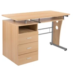 Flash Furniture Computer Desk With Three Drawer Single Pedestal And Pull-Out Keyboard Tray -Furniture Store GUEST ac04651d 29a3 4c5d b94d 844fbdfcc045