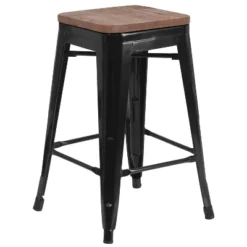 Merrick Lane Backless Metal Dining Stool With Wooden Seat For Indoor Use -Furniture Store GUEST ac83441a b9db 4df0 9e37 01dfead8b4ee 1