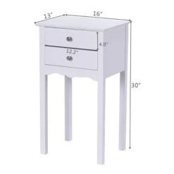 Costway Side Table End Accent Table Night Stand W/ 2 Drawers Furniture White -Furniture Store GUEST aded469f 1979 461e 8306 ca8af440d305