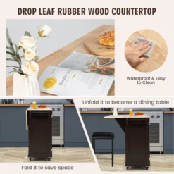 Costway Kitchen Island Cart On Wheels, Mobile Kitchen Island Rolling Island Trolley W/ 2-Door Cabinet -Furniture Store GUEST ae21fb86 52b3 4328 a5a8 b42e3e3aedbf