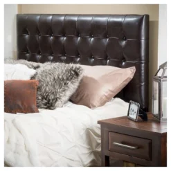 California/King Austin Tufted Bonded Leather Headboard Brown - Christopher Knight Home