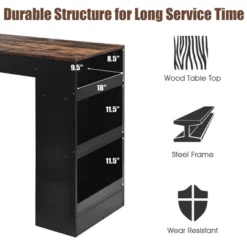 Costway 3 Pieces Bar Table Set Industrial Counter With Storage Black -Furniture Store GUEST ae908333 c18f 4178 a39b 9d7bde2acf31