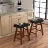 Costway Set Of 2 Upholstered Barstools 24''/29'' Backless Rubberwood Dining Chairs Black&Brown -Furniture Store GUEST aeab0806 c349 4fa9 8fc4 42487615e782