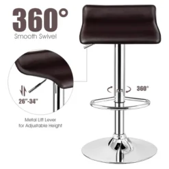 Costway Set Of 2 Swivel Bar Stool PU Leather Adjustable Kitchen Counter Bar Chair Coffee -Furniture Store GUEST af9e2832 b115 404f 82f0 71993254b129