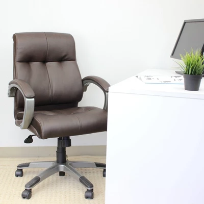 Double Plush Mid Back Executive Chair Brown - Boss Office Products 3 Double Plush Mid Back Executive Chair Brown - Boss Office Products