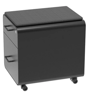 Monoprice Round Corner 2-Drawer File Cabinet - Black, Lockable With Seat Cushion - Workstream Collection 4 Monoprice Round Corner 2-Drawer File Cabinet - Black, Lockable With Seat Cushion - Workstream Collection - Image 2