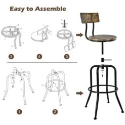 Costway Set Of 4 Industrial Bar Stool Adjustable Swivel Counter-Height Dining Side Chair -Furniture Store GUEST b159584a c6ab 4d35 b89b 615f268c621e