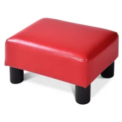 Costway PU Leather Ottoman Rectangular Footrest Small Stool W/ Padded Seat White/Black/Red -Furniture Store GUEST b166e6b1 7e12 4a03 98da 4678a79e8610