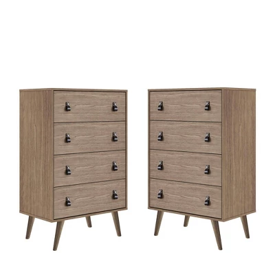 Set Of 2 Amber 4 Tall Drawer Dresser - Manhattan Comfort 15 Set Of 2 Amber 4 Tall Drawer Dresser - Manhattan Comfort - Image 13