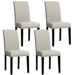 Costway Set Of 4 Fabric Dining Chairs W/Nailhead Trim -Furniture Store GUEST b1f827af 7bc6 4631 9e6d c4989aea45b8