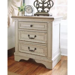 Realyn Three Drawer Nightstand Chipped White - Signature Design By Ashley