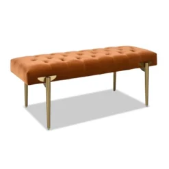 Jennifer Taylor Home Aria Upholstered Gold Accent Bench -Furniture Store GUEST b2962909 336d 4c1e a1c3 96c2c41b9edc