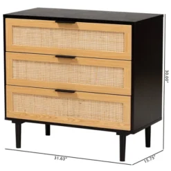 Maureen Wood And Rattan 3 Drawer Dresser Espresso/Natural Brown - Baxton Studio 19 Maureen Wood And Rattan 3 Drawer Dresser Espresso/Natural Brown - Baxton Studio -Furniture Store GUEST b2cc09cf 2518 4994 9062 3622d0267000