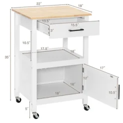Costway Rolling Kitchen Island Cart On Wheels Bar Serving Trolley W/Drawer Cabinet BlackWhite -Furniture Store GUEST b3455d2b 9a08 4565 91b3 471ad356d8a2