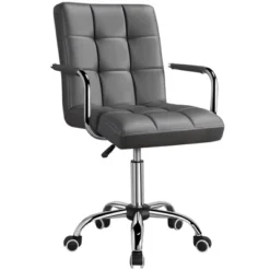 Yaheetech Modern Office Chair Height Adjustable Swivel Chair Mid Back PU Leather Chair -Furniture Store GUEST b39295f6 a144 4b53 9456 573aea6e37bf