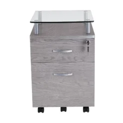 Rolling File Cabinet With Glass Top Gray - Techni Mobili -Furniture Store GUEST b3b4f744 4efb 4ec1 95b1 7c0846043bf0