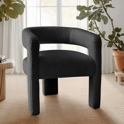 ZEN 25" Wide Contemporary Design Faux Shearling Boasting Curved Streamlined Silhouette Armrest Accent Barrel Chair-The Pop Maison 3 ZEN 25" Wide Contemporary Design Faux Shearling Boasting Curved Streamlined Silhouette Armrest Accent Barrel Chair-The Pop Maison