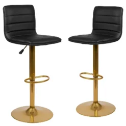 Emma And Oliver Modern Vinyl Adjustable Height Barstool With Horizontal Stitch Back, Set Of 2 -Furniture Store GUEST b46ce1fb 2f73 4d13 9e76 5061c6f8ff02