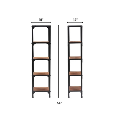59.25" Overland Bookshelf Wood And Black Metal - Serta 17 59.25" Overland Bookshelf Wood And Black Metal - Serta - Image 15