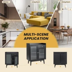 Costway Kitchen Buffet Server Sideboard Accent Cabinet With2 Tempered Glass Doors & Drawer 17 Costway Kitchen Buffet Server Sideboard Accent Cabinet With2 Tempered Glass Doors & Drawer -Furniture Store GUEST b50e3183 14a0 4b20 8279 228dab96fc36