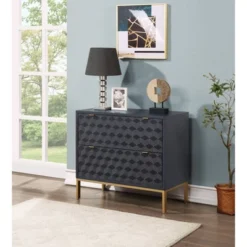 Teressa Mid-Century Modern 2 Drawer Storage Accent Chest Black/Gold - Treasure Trove -Furniture Store GUEST b51a0b62 55b8 4749 99d1 c604d2508c8c