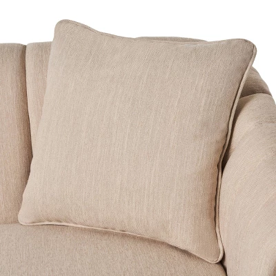 Gamay Contemporary Channel Stitched Fabric Loveseat Beige/Dark Walnut - Christopher Knight Home 4 Gamay Contemporary Channel Stitched Fabric Loveseat Beige/Dark Walnut - Christopher Knight Home - Image 2