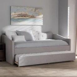 Twin Kaija Modern And Contemporary Fabric Daybed With Trundle Gray - Baxton Studio -Furniture Store GUEST b5abf670 6e01 4db3 91a5 27e669e9870f