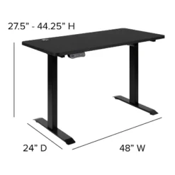 Emma And Oliver 48" Wide Black Electric Adjustable Standing Desk & Black Swivel Office Chair -Furniture Store GUEST b6911f13 c292 4abf be01 b0f9f09d0a89