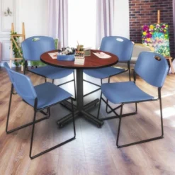 42" Kobe Round X Base Breakroom Table Dining Set Cherry - Regency