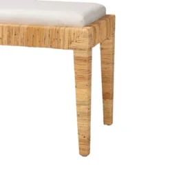 Sofia Rattan And Mahogany Wood Bench White/Natural Brown - Baxton Studio -Furniture Store GUEST b6c597af 41a7 40d7 8f43 1de34b02bede