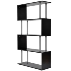 HomCom Modern S-Shaped 5 Tier Room Dividing Bookcase Wooden Storage Display Stand Shelf - Black 9 HomCom Modern S-Shaped 5 Tier Room Dividing Bookcase Wooden Storage Display Stand Shelf - Black -Furniture Store GUEST b73d7c19 9d54 4338 97aa 4b0affcc0ee0