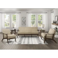 Carlson Velvet Upholstered Loveseat In Light Brown And Dark Walnut - Lexicon -Furniture Store GUEST b7664e40 283c 4178 9c13 57b70acf7bff