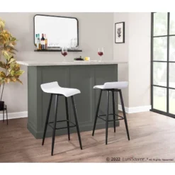 Set Of 2 Ale Faux Leather/Steel Barstools Black/White - LumiSource -Furniture Store GUEST b79805b2 8ed2 4fca a6fe 0171b386270f