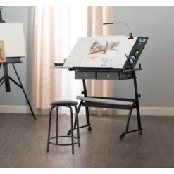 Core Drawing Table And Stool Set Charcoal Black/White - Studio Designs -Furniture Store GUEST b7cb4957 b13e 4711 95c8 33f24e926373