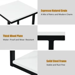 Costway 3-Tier End Table Sofa Side Table Night Stand W/ Shelf For Living Room White -Furniture Store GUEST b9cedce1 148a 4a2c be58 b1302dc43a6e