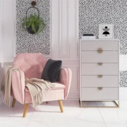 5 Drawer Kelly Dresser White/Taupe - Paris Hilton X The Novogratz