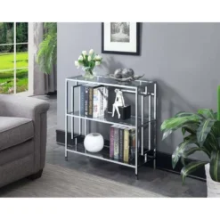 30" Town Square Chrome 3 Tier Bookcase Chrome - Breighton Home