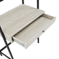 3pc Neveah Marble Ladder Desk And Bookcase Set Matte Black - Inspire Q -Furniture Store GUEST bb5699e0 bfef 4673 a929 83152d6140d2