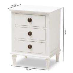 Venezia French - Inspired Rustic Washed Wood 3 - Drawer Nightstand - White - Baxton Studio 17 Venezia French - Inspired Rustic Washed Wood 3 - Drawer Nightstand - White - Baxton Studio -Furniture Store GUEST bbd505bd 1770 429e 825b f6159eed34df