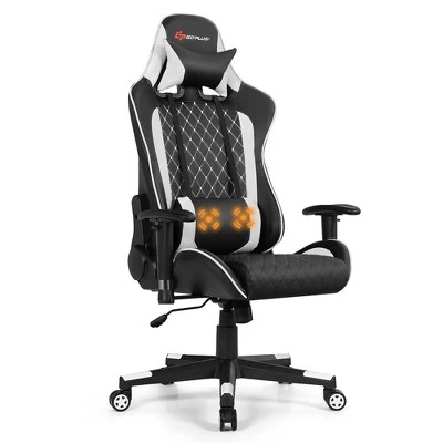 Costway Gaming Chair Reclining Racing Chair W/Lumbar Support And Headrest White 15 Costway Gaming Chair Reclining Racing Chair W/Lumbar Support And Headrest White - Image 13