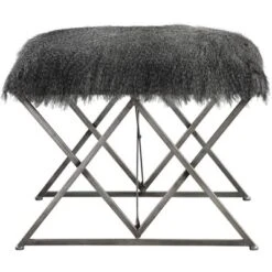 Uttermost Astairess 23 3/4" Wide Multi-Hued Brown Faux Fur Small Bench -Furniture Store GUEST bdcbb27e 82f1 41cc b863 cf9855c33b40