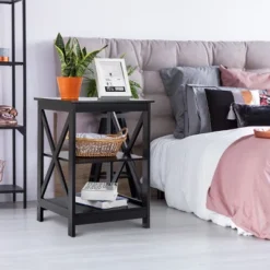 Costway 3-Tier Nightstand End Table Storage Display Shelf Living Room Furniture Espresso NEW -Furniture Store GUEST bf17a41f fa51 47c9 94c1 2a3afd99a523