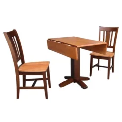 Set Of 3 36" Square Dual Dining Table With 2 San Remo Chairs Cinnamon/Brown - International Concepts -Furniture Store GUEST bf96714c 3e64 49bf a3f6 fd54e51bfbc0