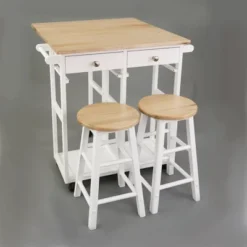Square Hardwood Drop Leaf Table Top Breakfast Cart Natural/White - Flora Home 35 Square Hardwood Drop Leaf Table Top Breakfast Cart Natural/White - Flora Home -Furniture Store GUEST bf9e6706 8830 40e1 823e 836e24a61478