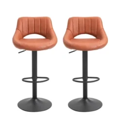 HOMCOM Modern Bar Stools Set Of 2 Swivel Bar Height Barstools Chairs With Adjustable Height, Round Heavy Metal Base, And Footrest -Furniture Store GUEST c04a6302 71da 4dcf 8492 26e145f4682d