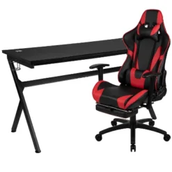 Flash Furniture Gaming Desk And Footrest Reclining Gaming Chair Set - Cup Holder/Headphone Hook/Removable Mouse Pad Top/Wire Management -Furniture Store GUEST c0e2bfcb 80ee 40c3 972d a472f05e6cb1